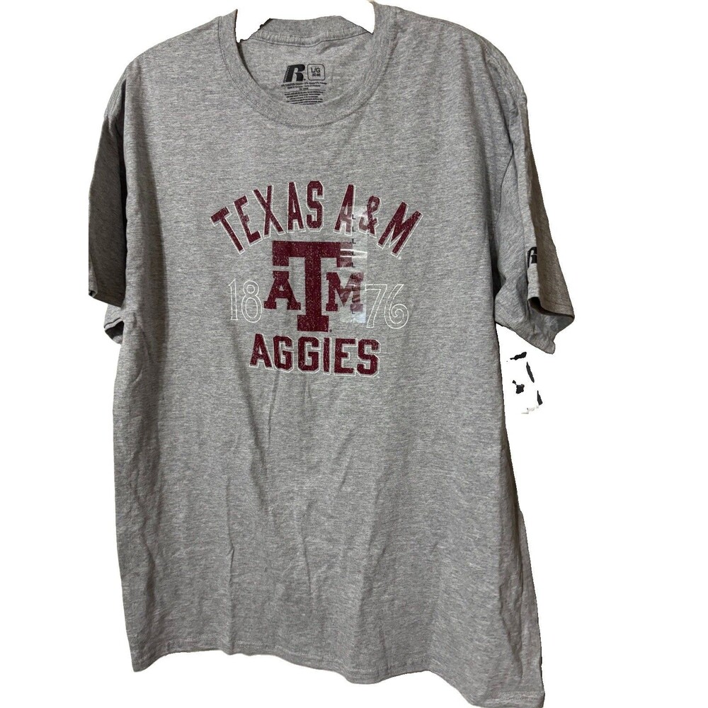 Texas A&M Aggies T-shirt Size L Gray Short Sleeve College Football NEW TAGS